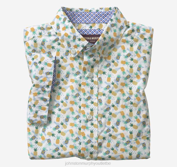Johnston & Murphy garçon chemise imprimée à manches courtes pour garçon TXRN1412 vêtements ananas multi blanc