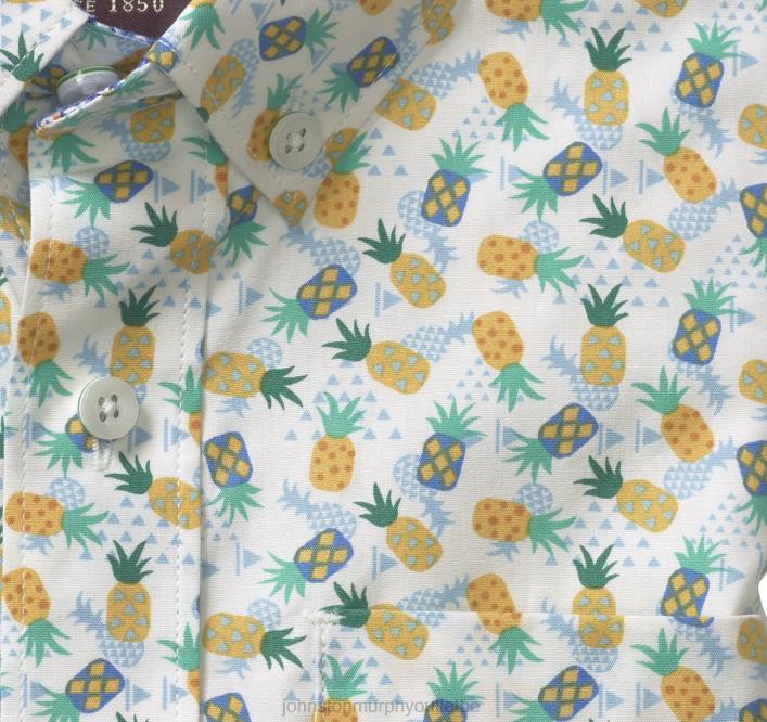 Johnston & Murphy garçon chemise imprimée à manches courtes pour garçon TXRN1412 vêtements ananas multi blanc