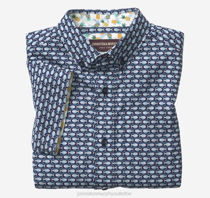 Johnston & Murphy garçon chemise imprimée à manches courtes pour garçon TXRN1413 vêtements poisson de la marine