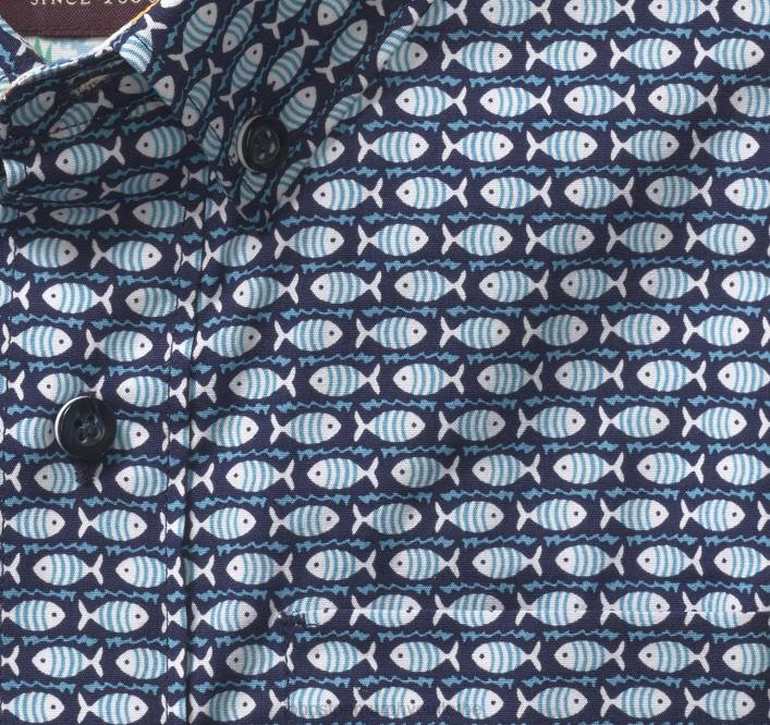Johnston & Murphy garçon chemise imprimée à manches courtes pour garçon TXRN1413 vêtements poisson de la marine