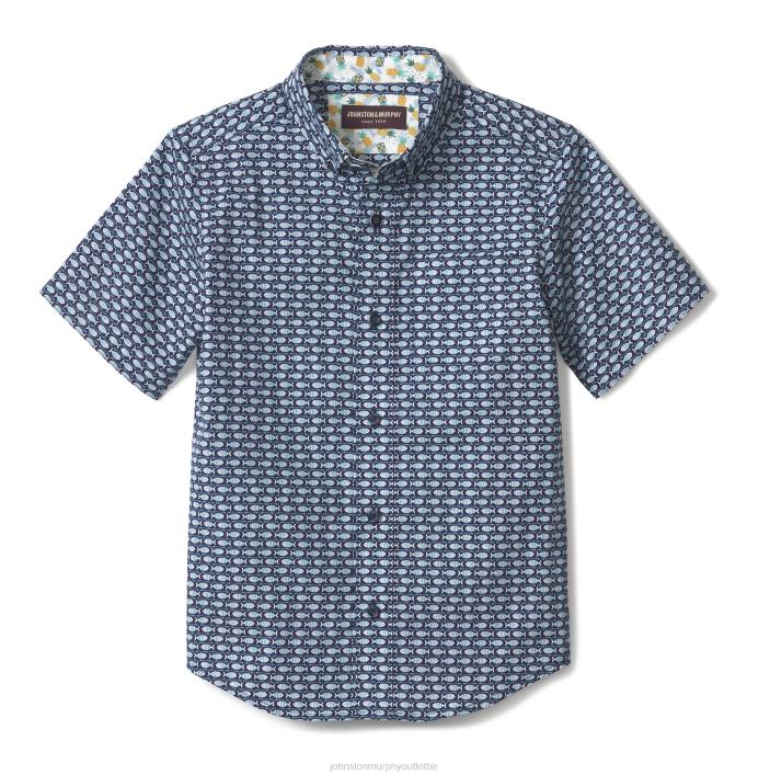 Johnston & Murphy garçon chemise imprimée à manches courtes pour garçon TXRN1413 vêtements poisson de la marine