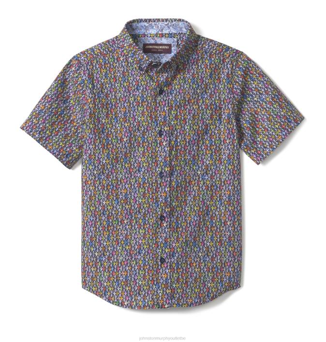 Johnston & Murphy garçon chemise imprimée à manches courtes pour garçon TXRN1414 vêtements multi poisson marine