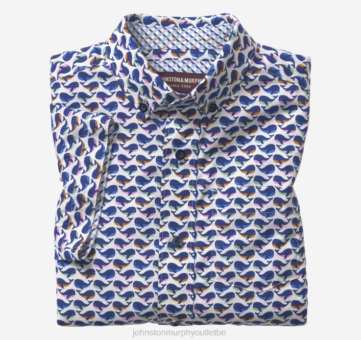 Johnston & Murphy garçon chemise imprimée à manches courtes pour garçon TXRN1415 vêtements multi baleine blanche