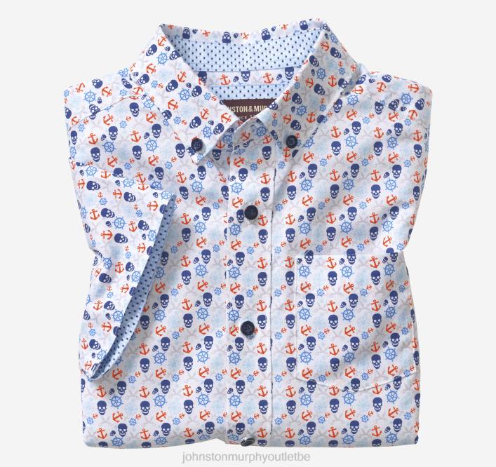 Johnston & Murphy garçon chemise imprimée à manches courtes pour garçon TXRN1416 vêtements pirate multi blanc