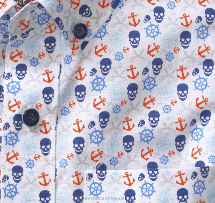 Johnston & Murphy garçon chemise imprimée à manches courtes pour garçon TXRN1416 vêtements pirate multi blanc