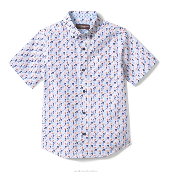 Johnston & Murphy garçon chemise imprimée à manches courtes pour garçon TXRN1416 vêtements pirate multi blanc