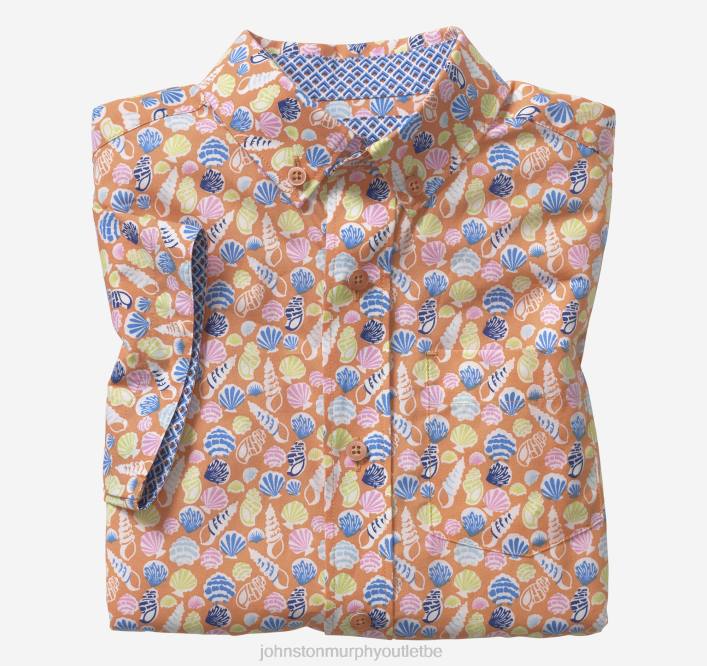 Johnston & Murphy garçon chemise imprimée à manches courtes pour garçon TXRN1417 vêtements coquillage orange