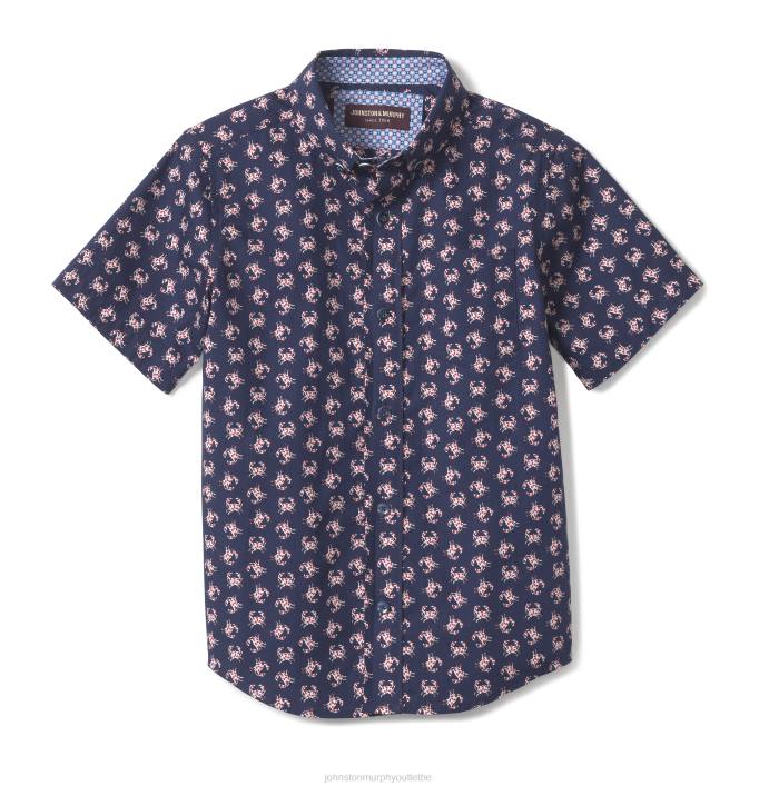 Johnston & Murphy garçon chemise imprimée à manches courtes pour garçon TXRN1418 vêtements crabe marin
