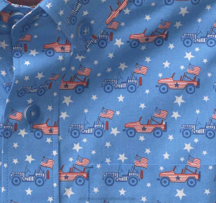 Johnston & Murphy garçon chemise imprimée à manches courtes pour garçon TXRN1419 vêtements voiture patriotique bleue