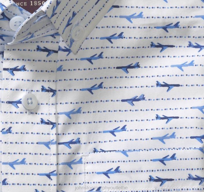 Johnston & Murphy garçon chemise imprimée à manches courtes pour garçon TXRN1421 vêtements avion blanc