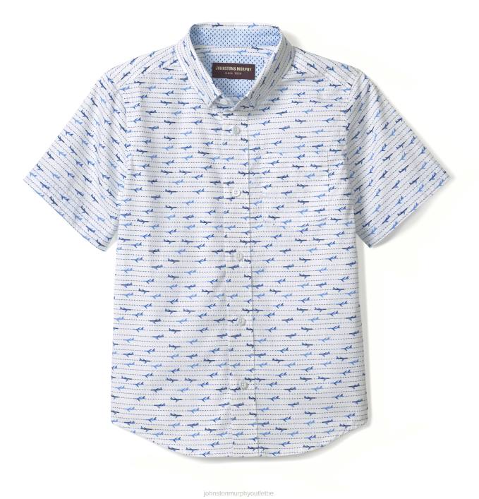 Johnston & Murphy garçon chemise imprimée à manches courtes pour garçon TXRN1421 vêtements avion blanc