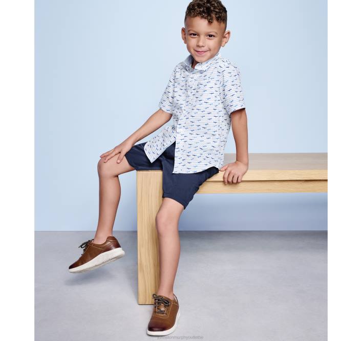 Johnston & Murphy garçon chemise imprimée à manches courtes pour garçon TXRN1421 vêtements avion blanc