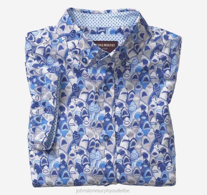 Johnston & Murphy garçon chemise imprimée à manches courtes pour garçon TXRN1422 vêtements bouche de requin bleu