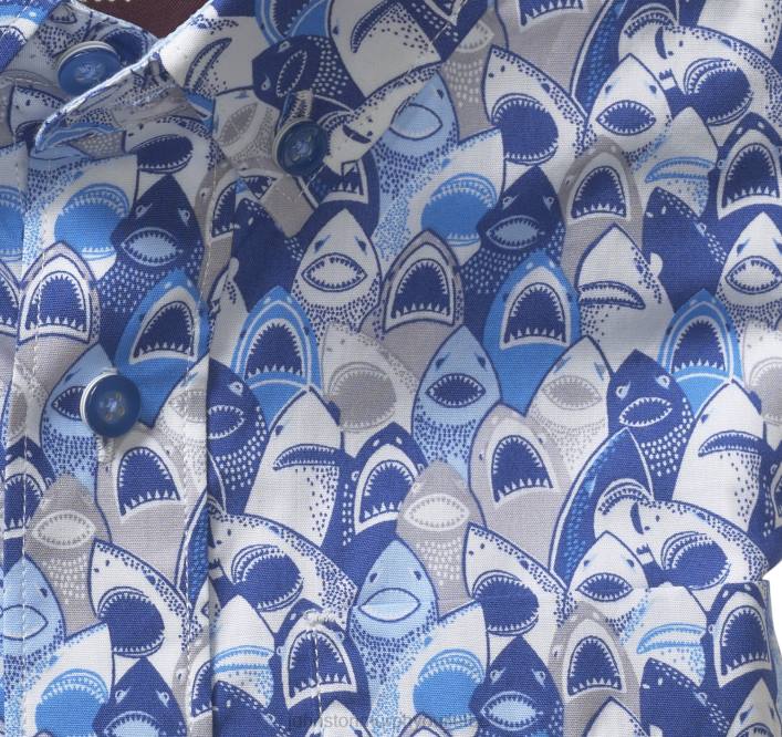 Johnston & Murphy garçon chemise imprimée à manches courtes pour garçon TXRN1422 vêtements bouche de requin bleu
