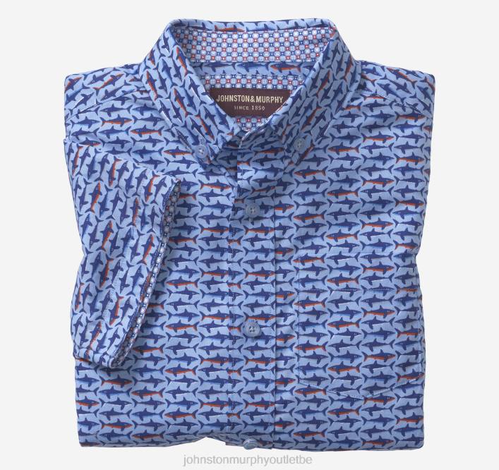Johnston & Murphy garçon chemise imprimée à manches courtes pour garçon TXRN1423 vêtements requin bleu