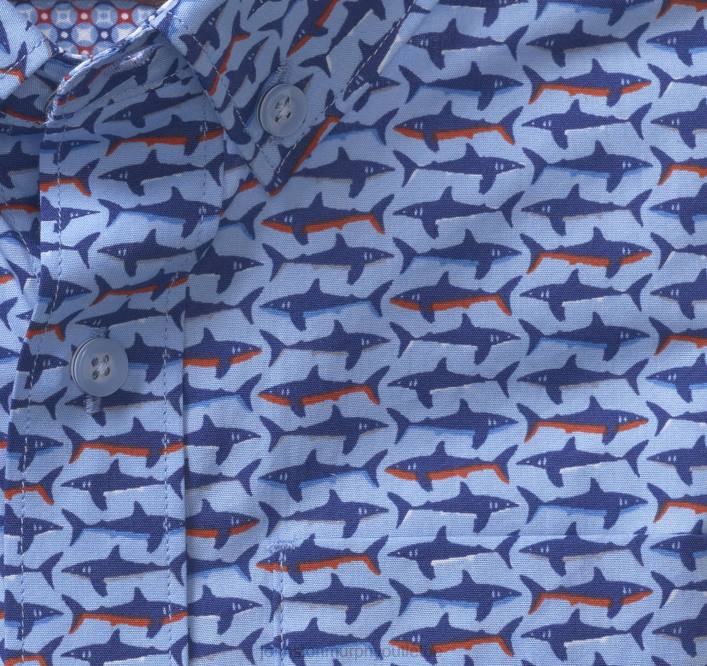 Johnston & Murphy garçon chemise imprimée à manches courtes pour garçon TXRN1423 vêtements requin bleu