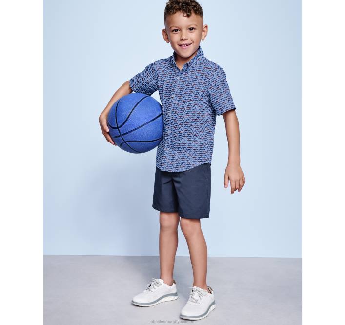 Johnston & Murphy garçon chemise imprimée à manches courtes pour garçon TXRN1423 vêtements requin bleu