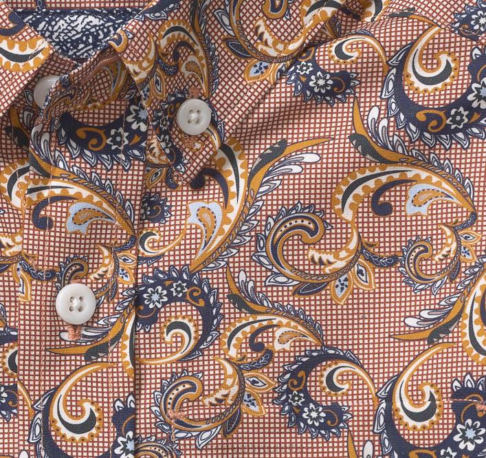 Johnston & Murphy garçon chemise imprimée à manches longues pour garçon TXRN1391 vêtements cachemire à carreaux orange