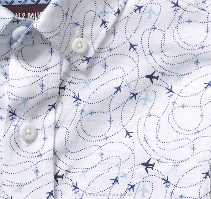 Johnston & Murphy garçon chemise imprimée à manches longues pour garçon TXRN1392 vêtements avion blanc