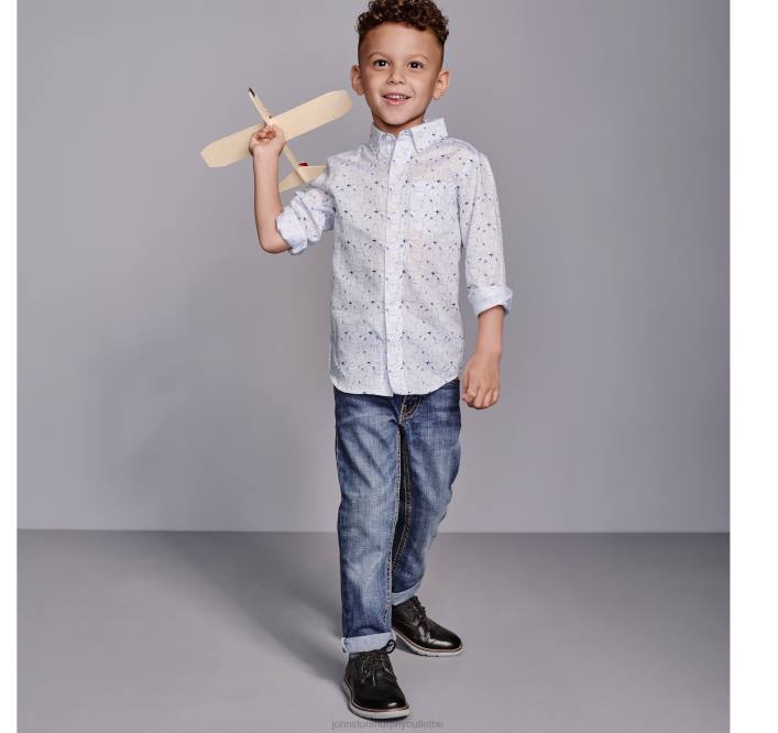 Johnston & Murphy garçon chemise imprimée à manches longues pour garçon TXRN1392 vêtements avion blanc