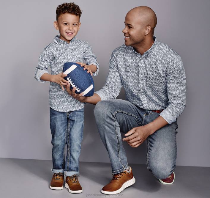 Johnston & Murphy garçon chemise imprimée à manches longues pour garçon TXRN1393 vêtements crâne répétitif bleu marine/blanc