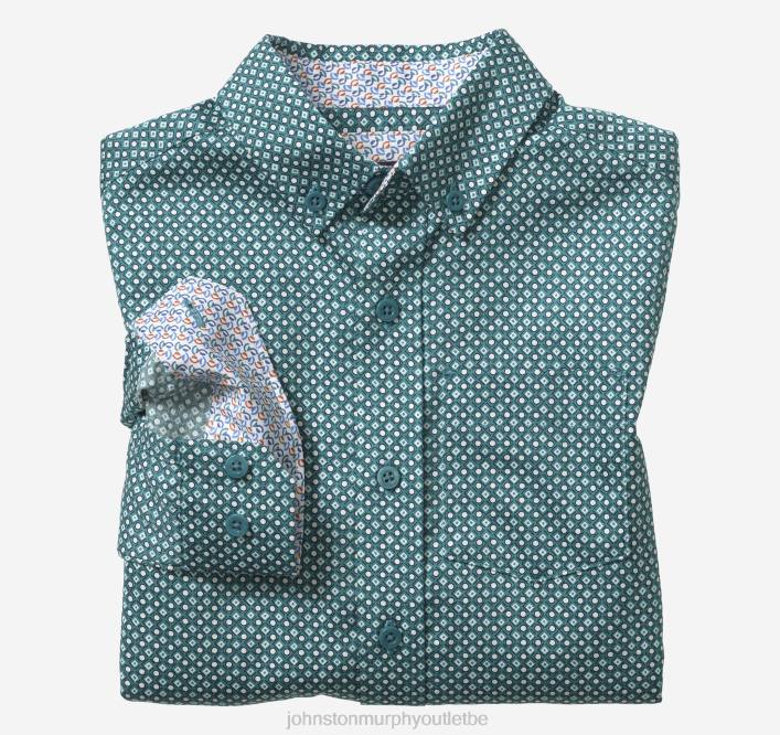 Johnston & Murphy garçon chemise imprimée à manches longues pour garçon TXRN1395 vêtements point de diamant vert