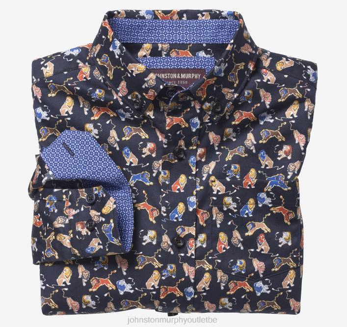 Johnston & Murphy garçon chemise imprimée à manches longues pour garçon TXRN1424 vêtements Lion noir