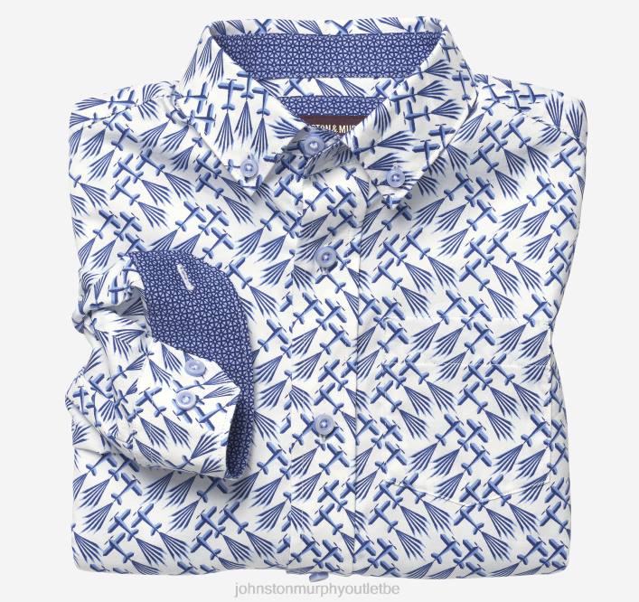Johnston & Murphy garçon chemise imprimée à manches longues pour garçon TXRN1425 vêtements avion blanc