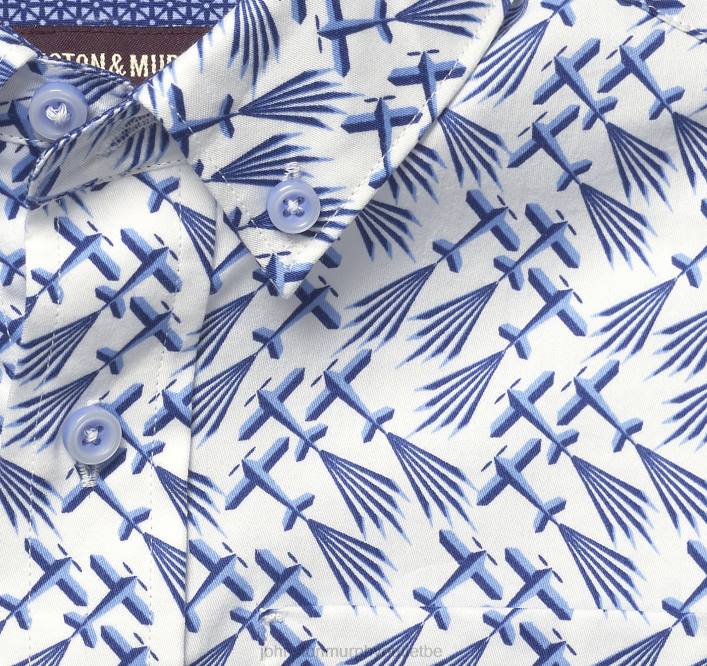 Johnston & Murphy garçon chemise imprimée à manches longues pour garçon TXRN1425 vêtements avion blanc