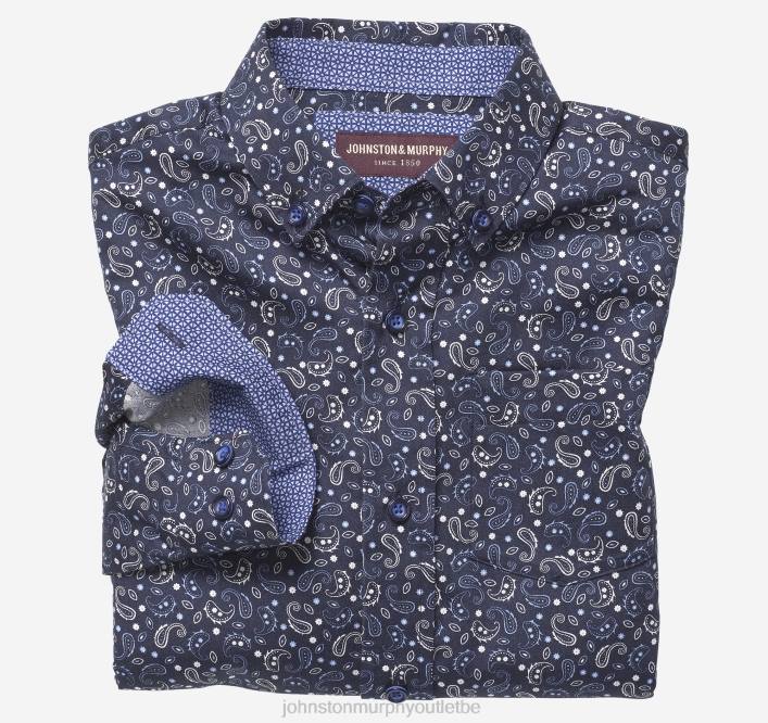 Johnston & Murphy garçon chemise imprimée à manches longues pour garçon TXRN1427 vêtements cachemire bleu marine