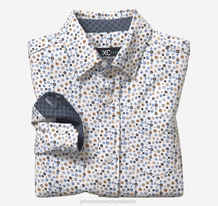 Johnston & Murphy garçon chemise à manches longues extensible xc flex pour garçon TXRN1388 vêtements imprimé fleur ronde blanche