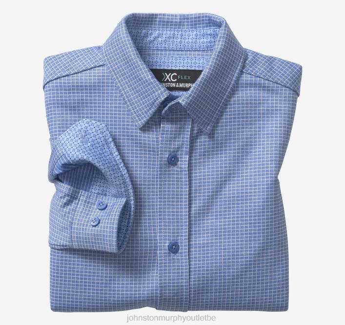 Johnston & Murphy garçon chemise à manches longues extensible xc flex pour garçon TXRN1390 vêtements micro-grille bleue