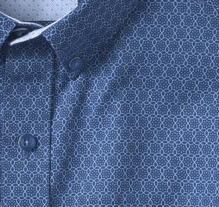 Johnston & Murphy unisexe chemise à manches courtes en coton texturé TXRN403 vêtements fleur liée bleu marine