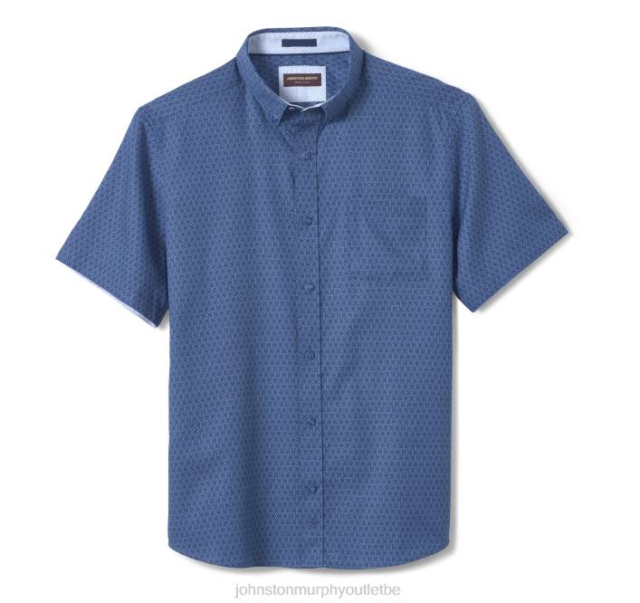 Johnston & Murphy unisexe chemise à manches courtes en coton texturé TXRN403 vêtements fleur liée bleu marine