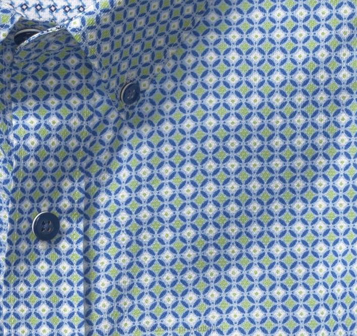 Johnston & Murphy unisexe chemise à manches courtes en coton texturé TXRN432 vêtements cercle de diamants bleu/vert