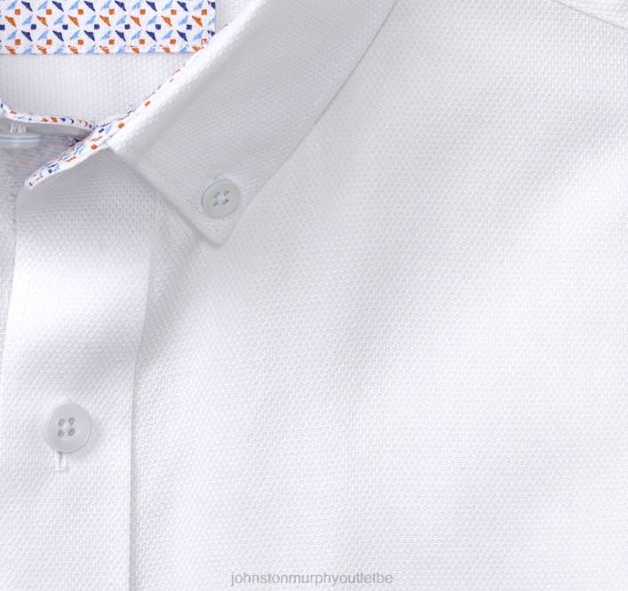 Johnston & Murphy unisexe chemise à manches courtes en coton texturé TXRN433 vêtements solide blanc