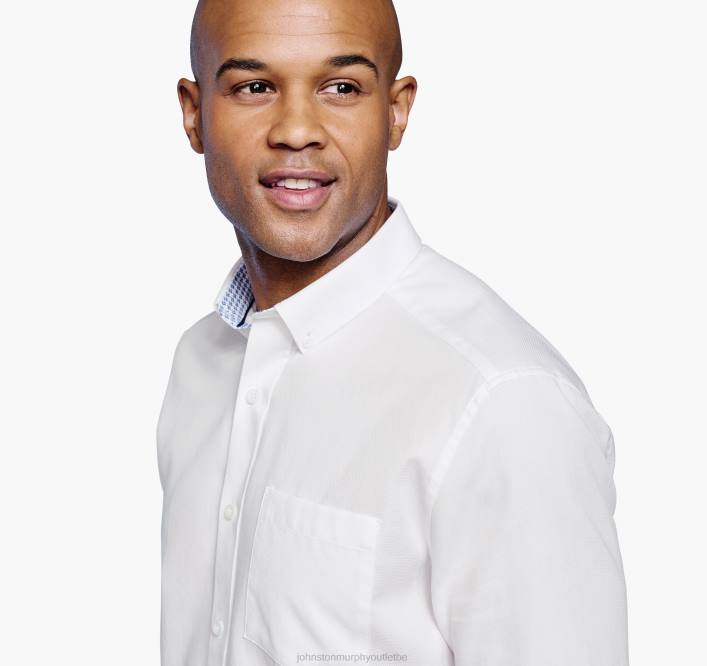 Johnston & Murphy unisexe chemise à manches courtes en coton texturé TXRN433 vêtements solide blanc