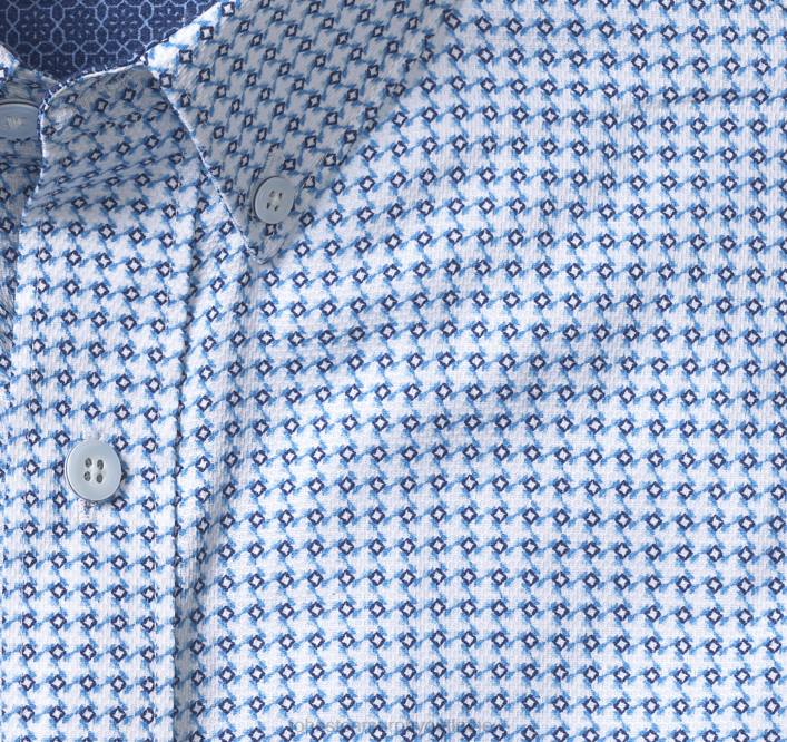 Johnston & Murphy unisexe chemise à manches courtes en coton texturé TXRN506 vêtements géoturbine bleue