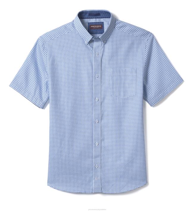 Johnston & Murphy unisexe chemise à manches courtes en coton texturé TXRN506 vêtements géoturbine bleue