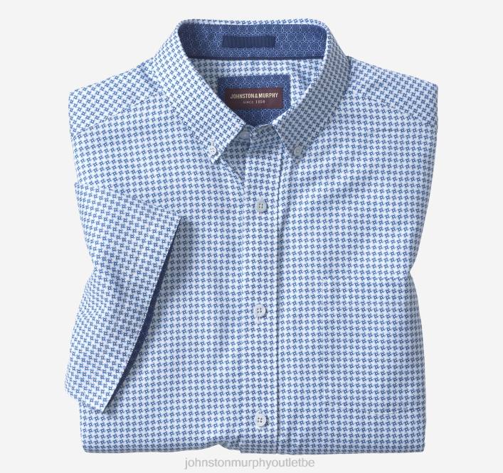 Johnston & Murphy unisexe chemise à manches courtes en coton texturé TXRN506 vêtements géoturbine bleue