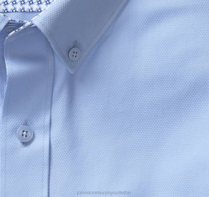 Johnston & Murphy unisexe chemise à manches courtes en coton texturé TXRN509 vêtements bleu solide