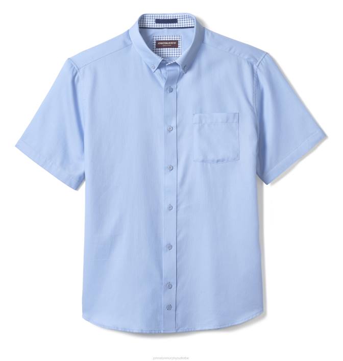 Johnston & Murphy unisexe chemise à manches courtes en coton texturé TXRN509 vêtements bleu solide