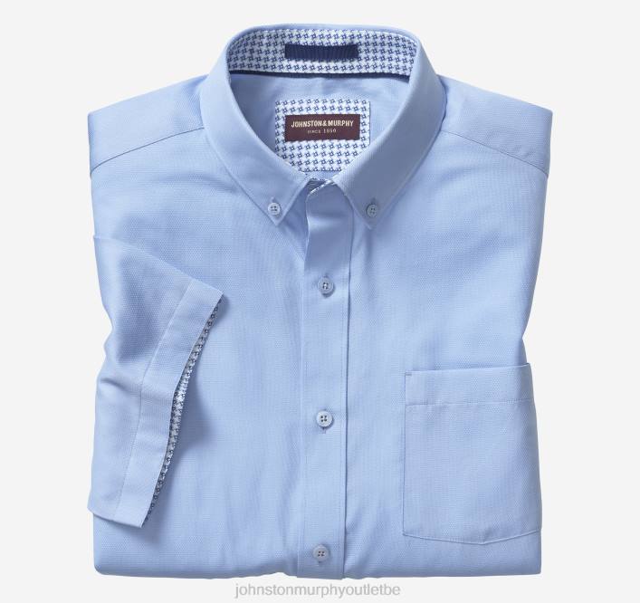 Johnston & Murphy unisexe chemise à manches courtes en coton texturé TXRN509 vêtements bleu solide