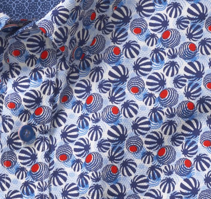 Johnston & Murphy unisexe chemise à manches courtes en coton texturé TXRN546 vêtements cercle mod bleu marine/rouge