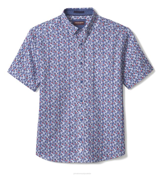 Johnston & Murphy unisexe chemise à manches courtes en coton texturé TXRN546 vêtements cercle mod bleu marine/rouge