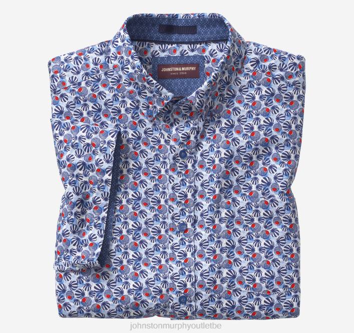 Johnston & Murphy unisexe chemise à manches courtes en coton texturé TXRN546 vêtements cercle mod bleu marine/rouge