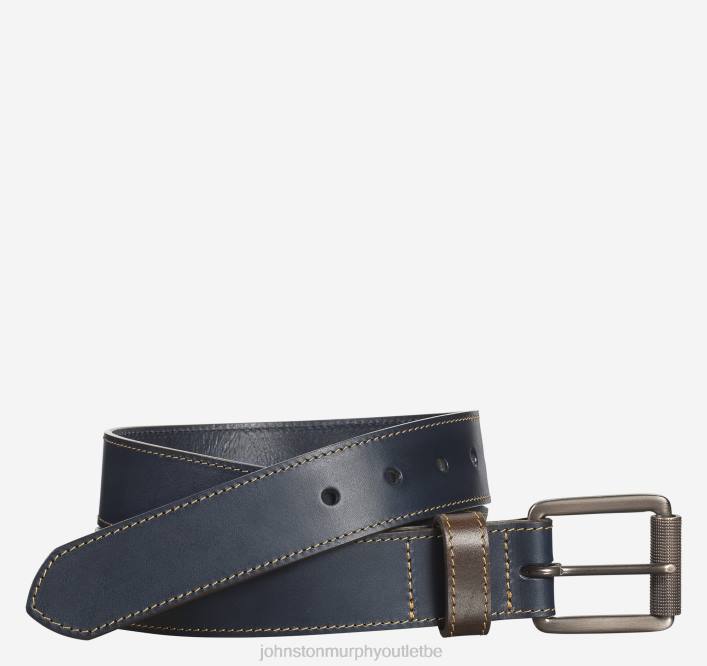 Johnston & Murphy Hommes ceinture à coutures contrastantes TXRN1105 accessoire marine