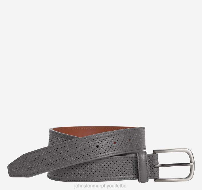 Johnston & Murphy Hommes ceinture en cuir souple perforé TXRN1016 accessoire gris