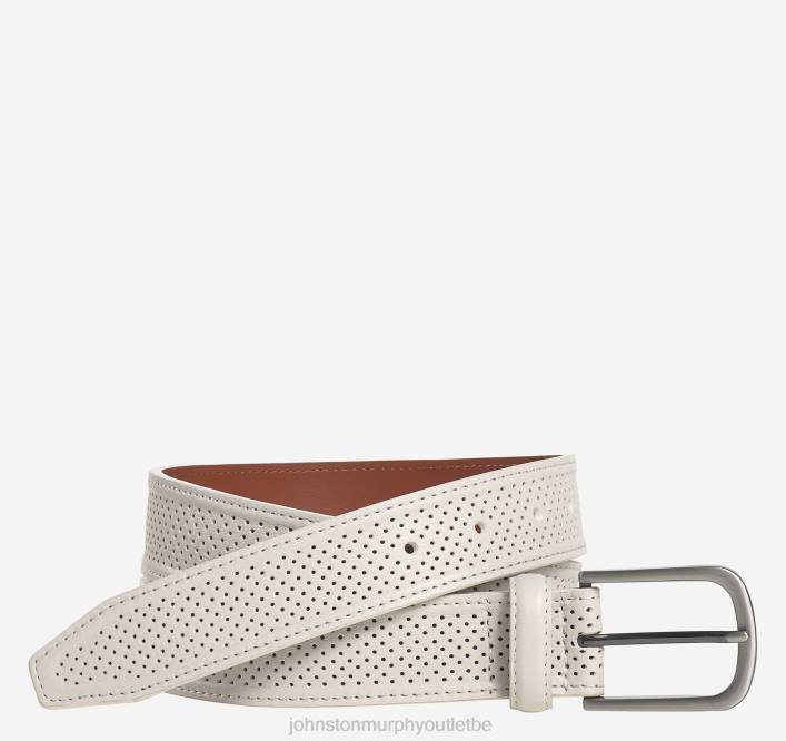 Johnston & Murphy Hommes ceinture en cuir souple perforé TXRN1017 accessoire blanc