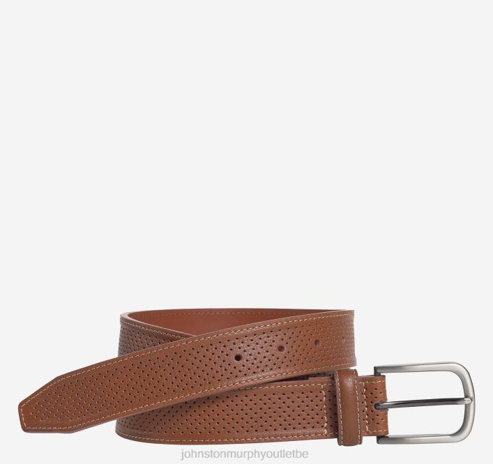 Johnston & Murphy Hommes ceinture en cuir souple perforé TXRN1018 accessoire bronzer